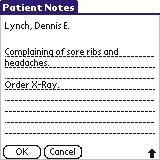 Palm Patient Notes form